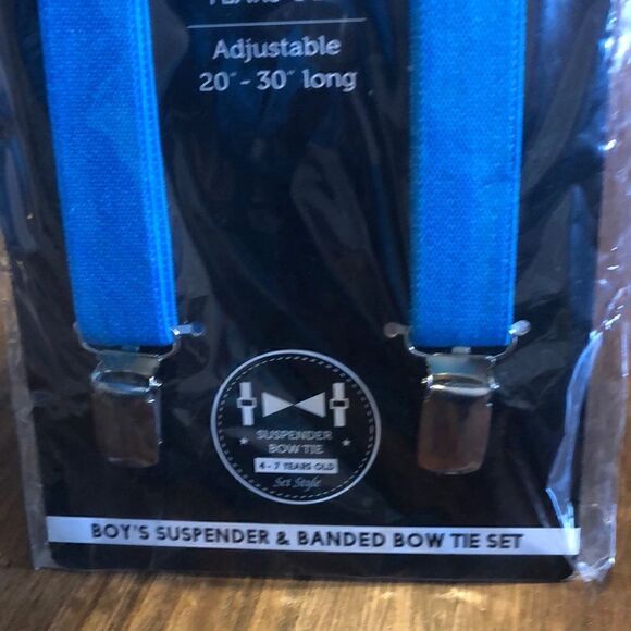 Kids Umo Lorenzo Suspender And Bow Tie Set-Rainbow blue - Picture 2 of 4